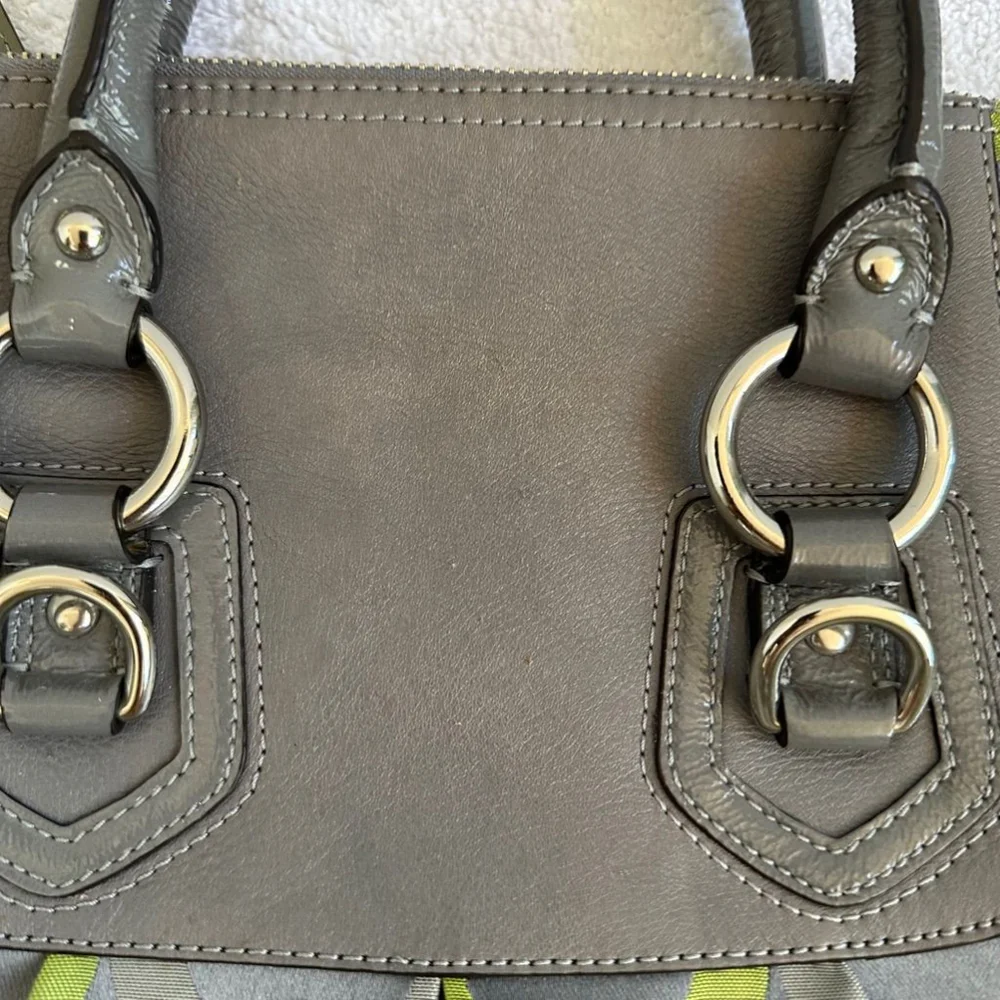 Coach Medium Gray and Green Handbag